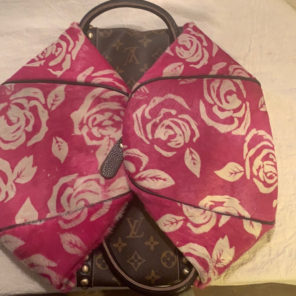 Jaded Gypsy upcycled LV magenta rose